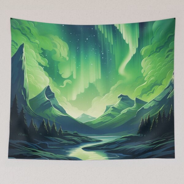 Artikelvorschau, A Pop Art Travel Print of the Aurora Borealis - Iceland entworfen und verkauft von StudioRedKoala.
