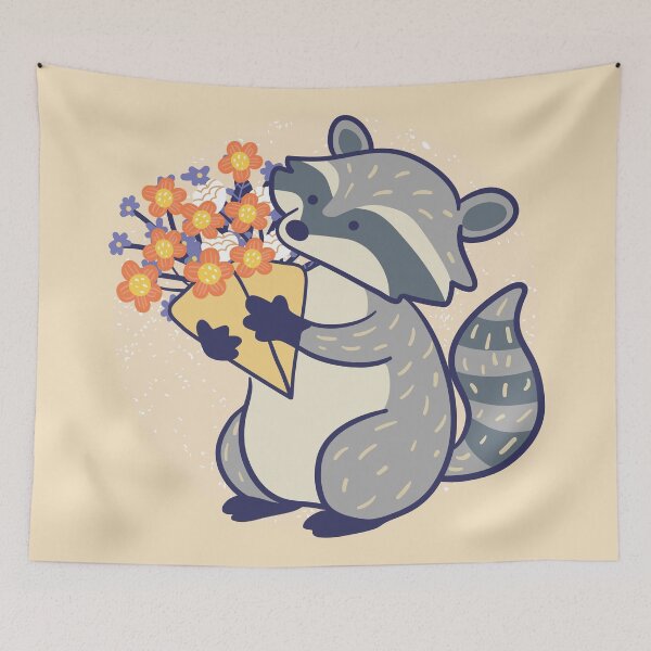 Item preview, Racoon and Flowers designed and sold by Wlaurence.