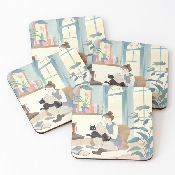 Item preview, Girl Reading With Her Cat In Cozy Room - Bookish Girl Aesthetic designed and sold by Wiss2Arts.