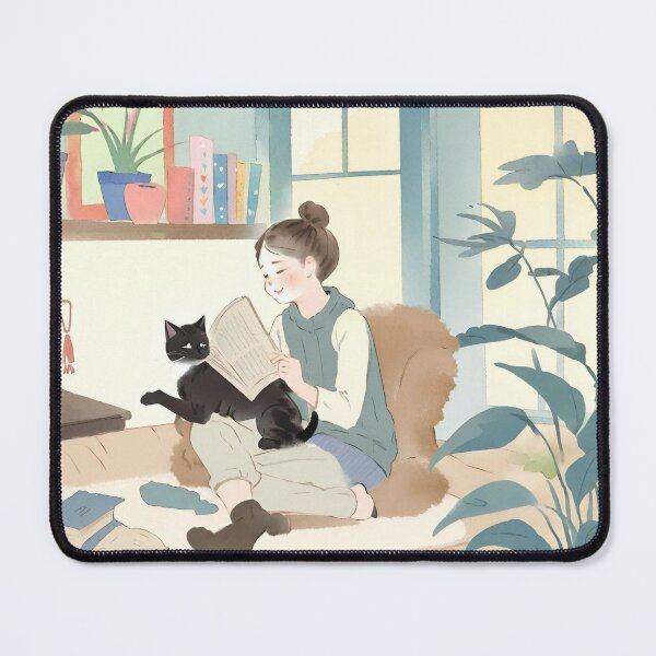Item preview, Girl Reading With Her Cat In Cozy Room - Bookish Girl Aesthetic designed and sold by Wiss2Arts.