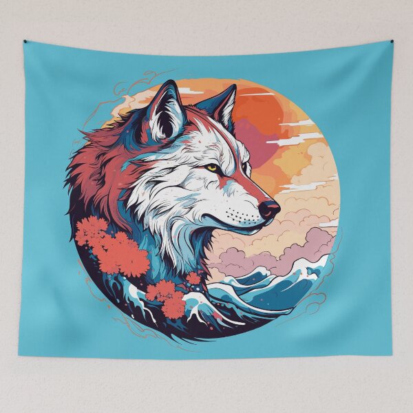 Item preview, Japanese wolf from the sea in old anime style designed and sold by WallyPink.