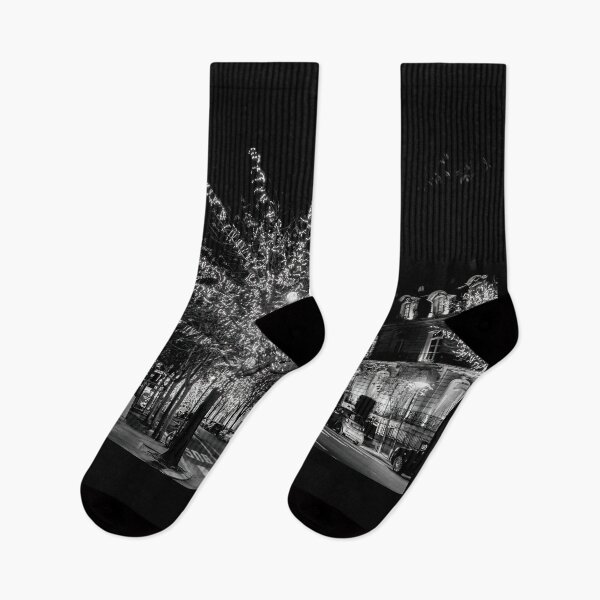 Item preview, Paris, France: Champs Elysees Nighttime, black and white designed and sold by SafariByMarisa.