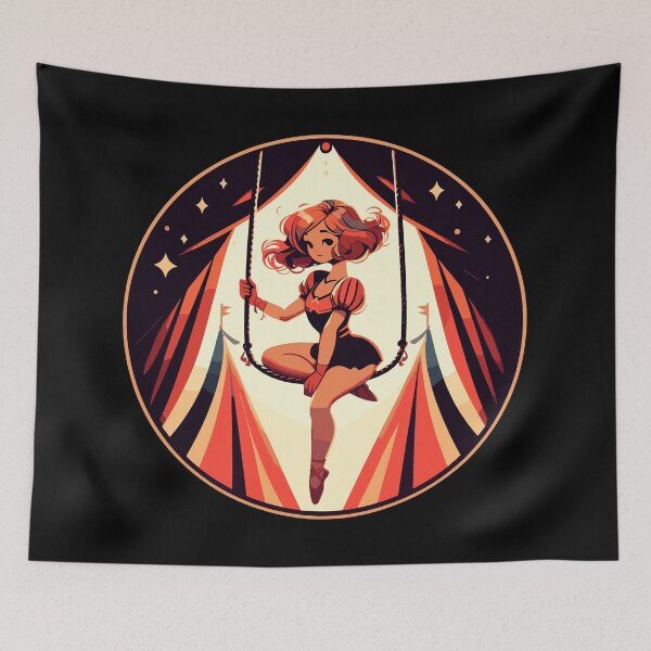 Item preview, Circus girl on flying trapeze retro designed and sold by TomFrontierArt.