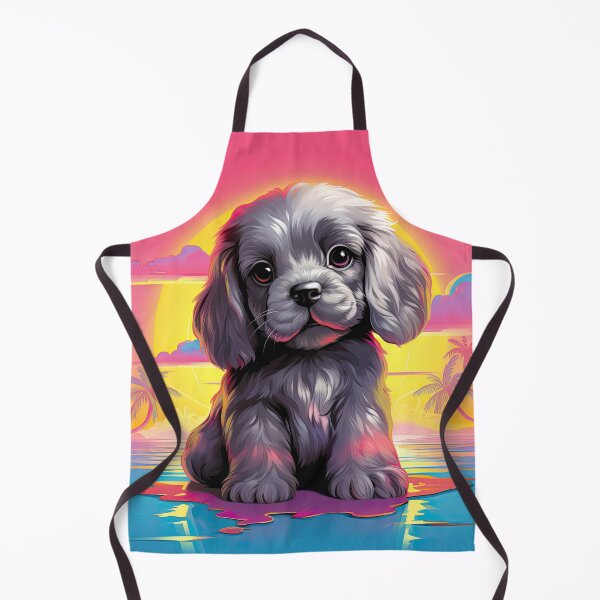 Item preview, Cute Rainbow Gray Puppy With Long Ears In Vaporwave designed and sold by Verba-Vintage.