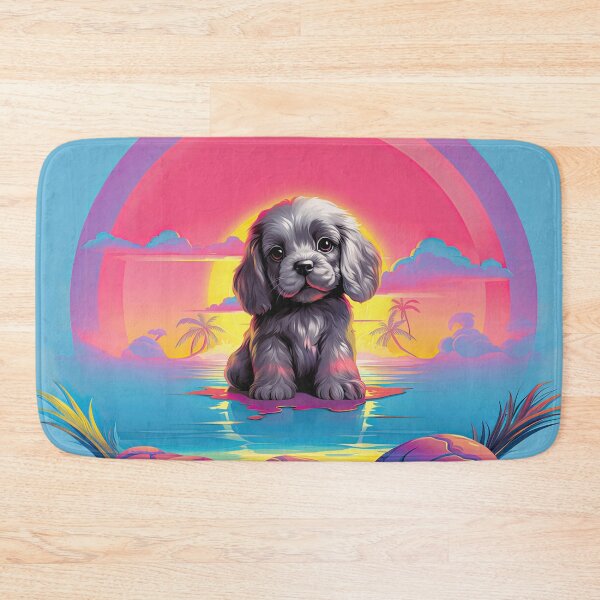 Item preview, Cute Rainbow Gray Puppy With Long Ears In Vaporwave designed and sold by Verba-Vintage.