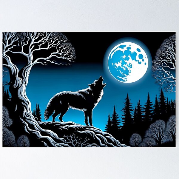 Item preview, Wolf Howling at Blue Moon designed and sold by AuroraSpringer.