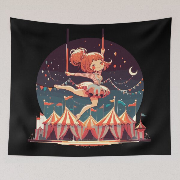 Item preview, Circu girl give show on flying trapeze designed and sold by TomFrontierArt.