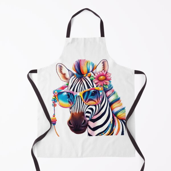 Item preview, Stylish Zebra with Colorful Stripes, Sunglasses, and Flower Necklace designed and sold by Design Xpress.