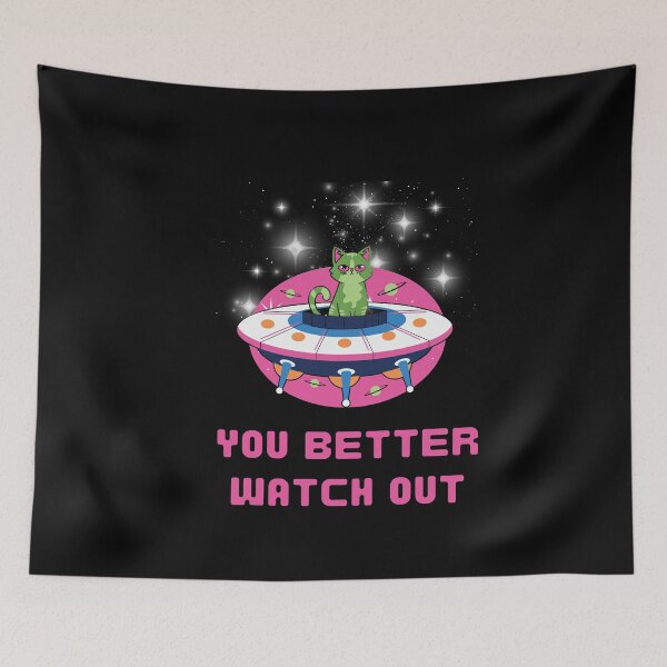 Item preview, Alien Christmas, Alien Cat on Spacecraft designed and sold by Mariana Piana.