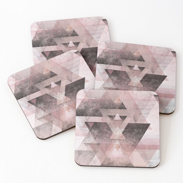 Pink Geometric Coasters (Set of 4)