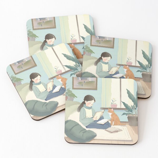 Item preview, Girl Reading With Her Cat In Cozy Room - Bookish Girl Aesthetic designed and sold by Wiss2Arts.