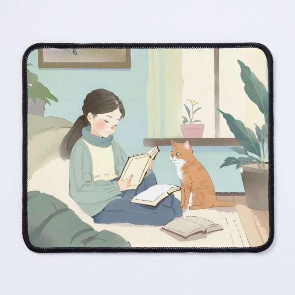 Item preview, Girl Reading With Her Cat In Cozy Room - Bookish Girl Aesthetic designed and sold by Wiss2Arts.