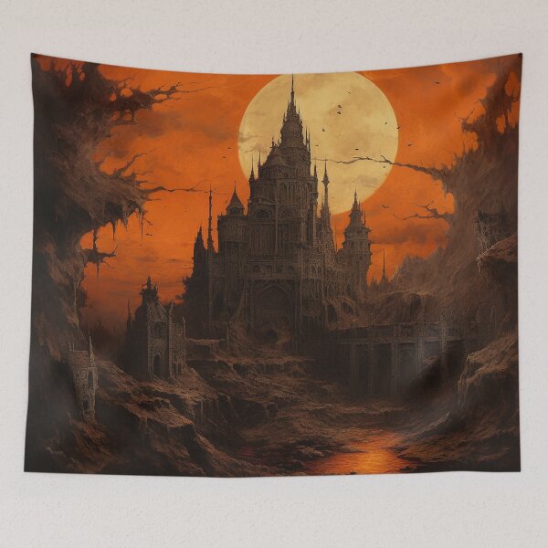 Item preview, Necropunk Castle" under the Deathcore Orange Moon designed and sold by FairX.