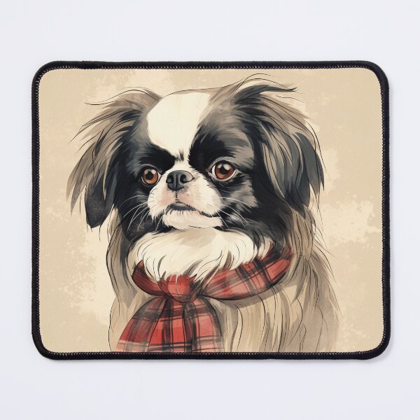 Item preview, Japanese Chin Christmas Plaid Watercolor designed and sold by rafaeltto.