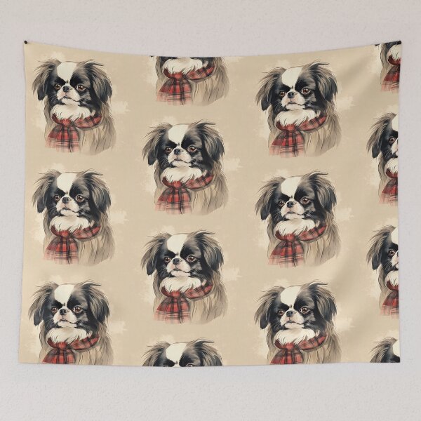 Item preview, Japanese Chin Christmas Plaid Watercolor designed and sold by rafaeltto.