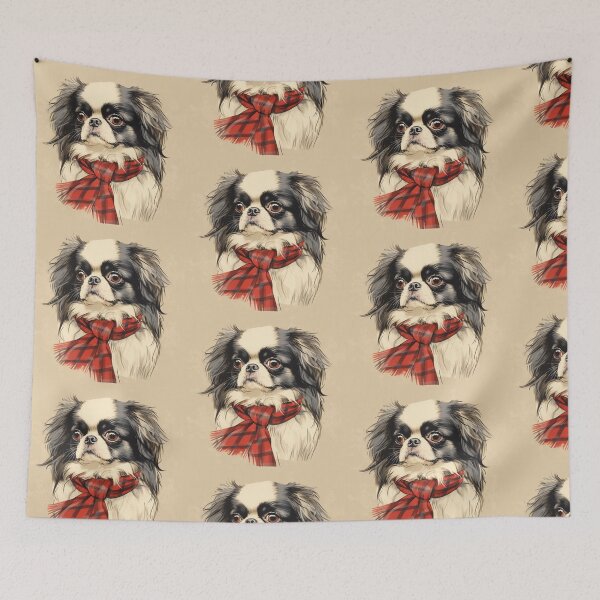 Item preview, Japanese Chin Christmas Plaid Watercolor designed and sold by rafaeltto.