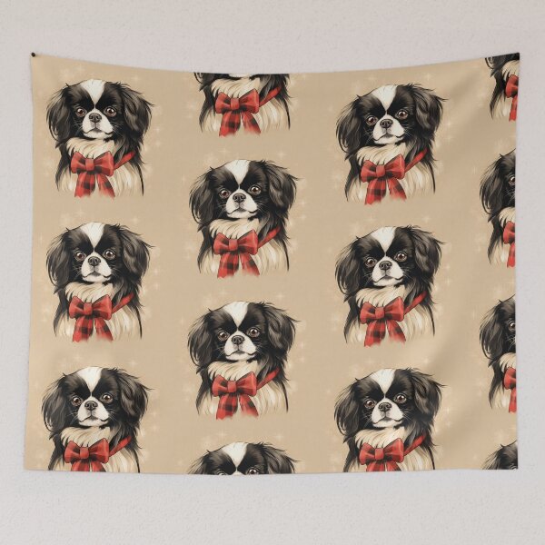Item preview, Japanese Chin Christmas Plaid Watercolor designed and sold by rafaeltto.