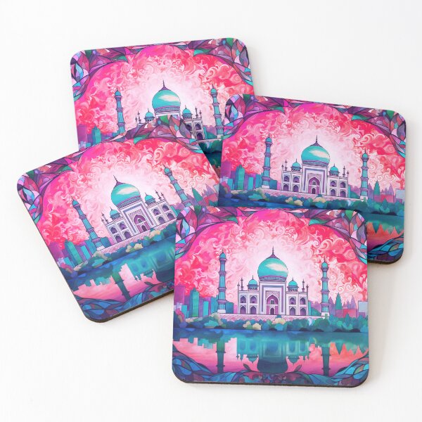 Item preview, The Taj Mahal, India, Sky-pink, AI Generated Art - An Iconic Monument and Beautiful Tomb designed and sold by studioSharonKay.
