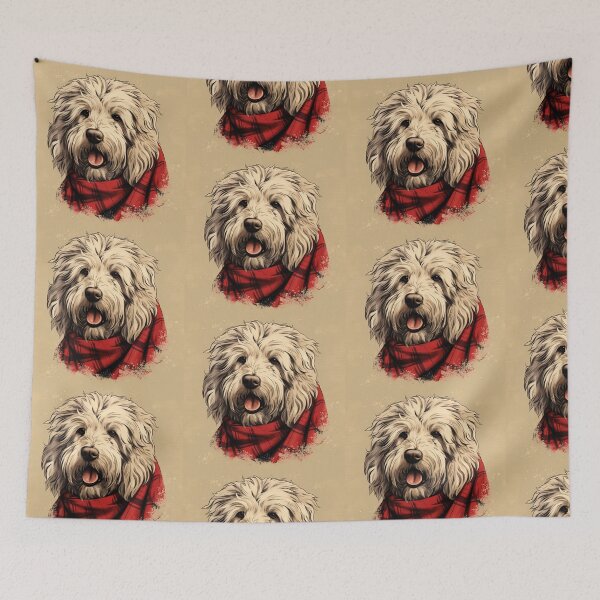 Item preview, Komondor Christmas Plaid Watercolor designed and sold by rafaeltto.