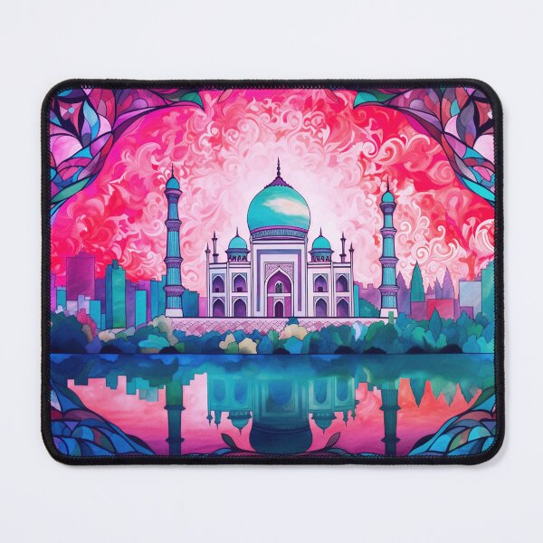 Item preview, The Taj Mahal, India, Sky-pink, AI Generated Art - An Iconic Monument and Beautiful Tomb designed and sold by studioSharonKay.