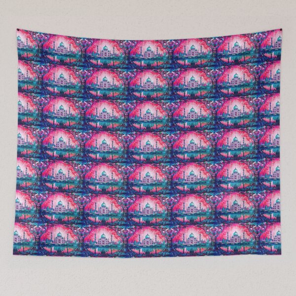 Item preview, The Taj Mahal, India, Sky-pink, AI Generated Art - An Iconic Monument and Beautiful Tomb designed and sold by studioSharonKay.