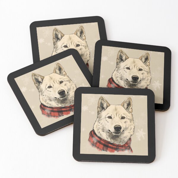 Item preview, Korean Jindo Christmas Plaid Watercolor designed and sold by rafaeltto.