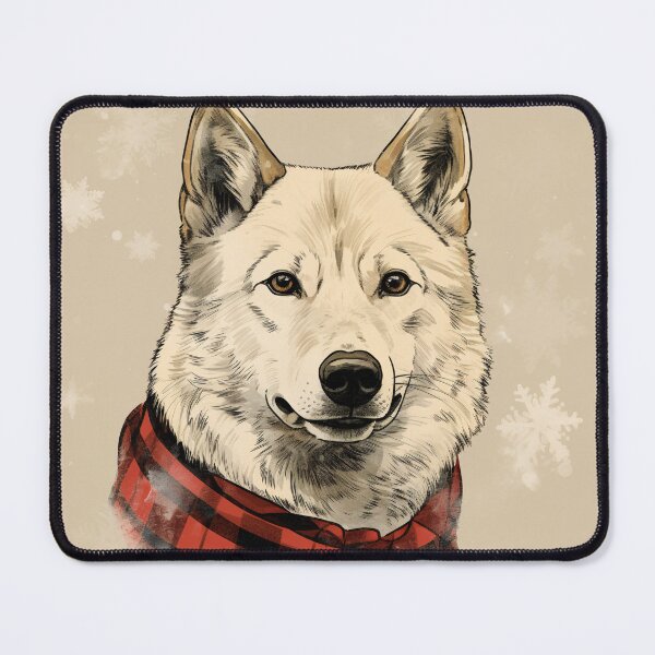Item preview, Korean Jindo Christmas Plaid Watercolor designed and sold by rafaeltto.