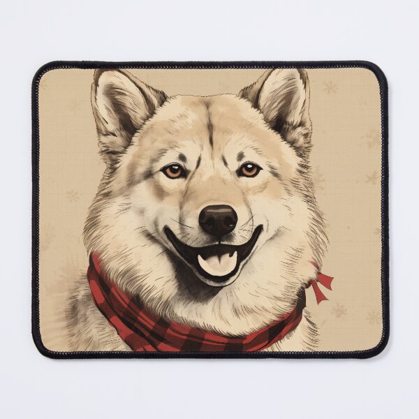 Item preview, Korean Jindo Christmas Plaid Watercolor designed and sold by rafaeltto.