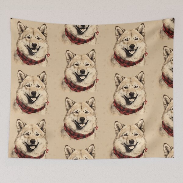 Artikelvorschau, Korean Jindo Christmas Plaid Watercolor entworfen und verkauft von rafaeltto.