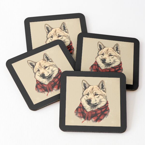 Item preview, Korean Jindo Christmas Plaid Watercolor designed and sold by rafaeltto.