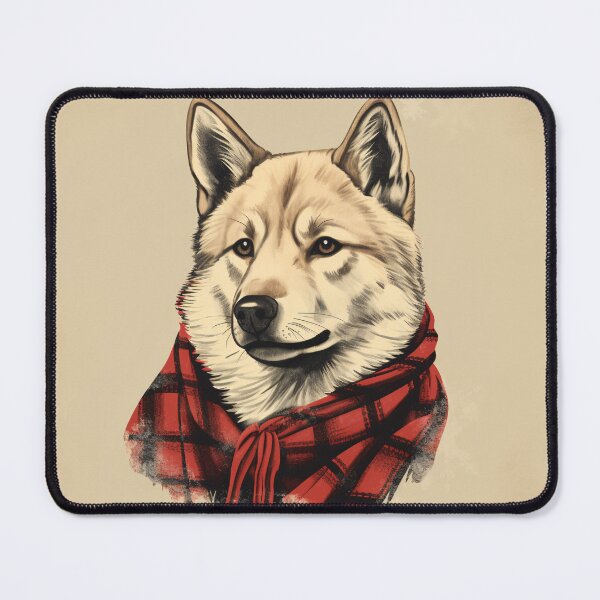 Item preview, Korean Jindo Christmas Plaid Watercolor designed and sold by rafaeltto.