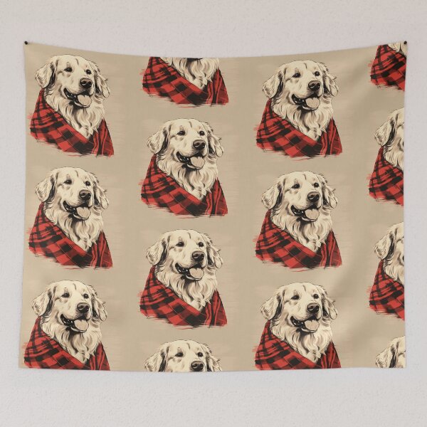 Item preview, Kuvasz Christmas Plaid Watercolor designed and sold by rafaeltto.