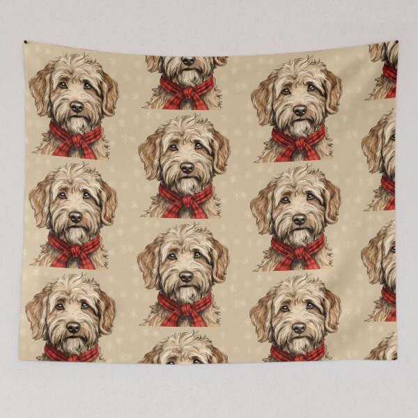 Item preview, Labradoodle Christmas Plaid Watercolor designed and sold by rafaeltto.