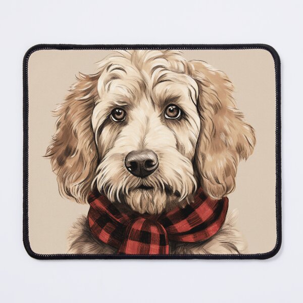 Item preview, Labradoodle Christmas Plaid Watercolor designed and sold by rafaeltto.