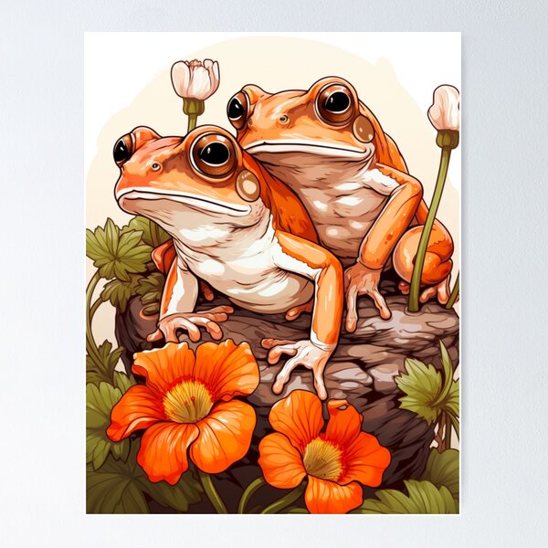 Aperçu de l'œuvre Impression colorée de grenouille d'art créée et vendue par PaperieJennifer.