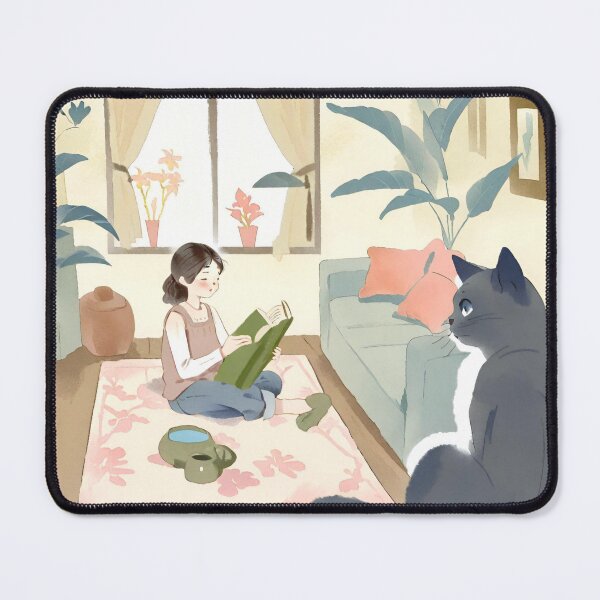 Item preview, Girl Reading With Her Cat In Cozy Room - Bookish Girl Aesthetic designed and sold by Wiss2Arts.