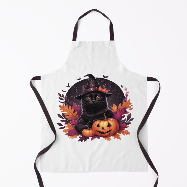 Item preview, Black cat is prepared for Halloween, next to the pumpkin and autumn leaves designed and sold by Buy Daddy⭐.