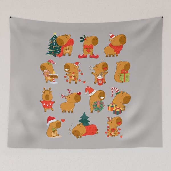 Item preview, Capybara Christmas Time, Happy Christmas designed and sold by GOLDENGARDENART.