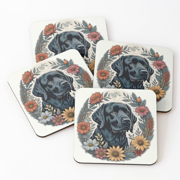 Artikelvorschau, Schwarzer Labrador, umgeben von Blumen entworfen und verkauft von WildStudiio.