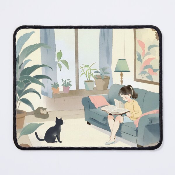 Item preview, Girl Reading With Her Cat In Cozy Room - Bookish Girl Aesthetic designed and sold by Wiss2Arts.