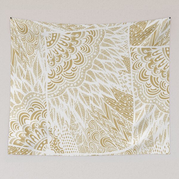 Item preview, Ethnic White Gold Doodle - Zentangle designed and sold by MyArt23.