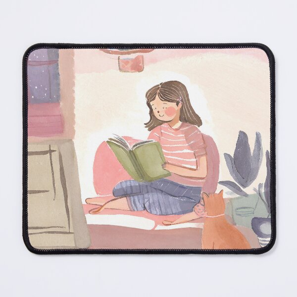 Item preview, Girl Reading With Her Cat In Cozy Room - Bookish Girl Aesthetic designed and sold by Wiss2Arts.