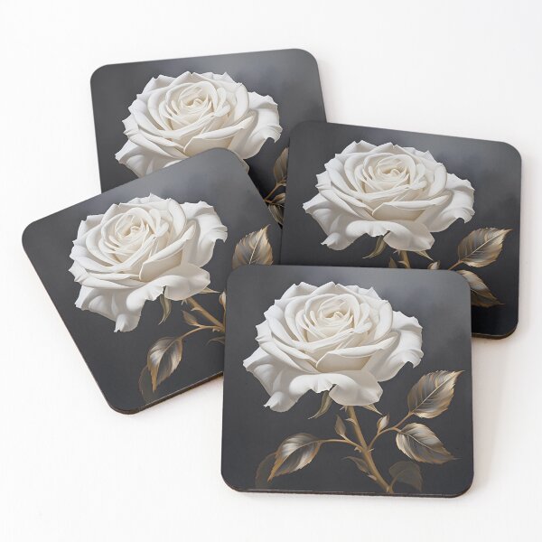 Item preview, White rose with gold leaf painting designed and sold by dcrc.