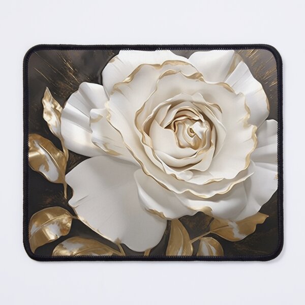 Item preview, white rose with gold leaf painting designed and sold by dcrc.