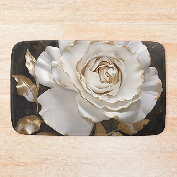 Item preview, white rose with gold leaf painting designed and sold by dcrc.
