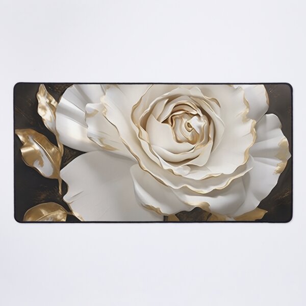 Item preview, white rose with gold leaf painting designed and sold by dcrc.