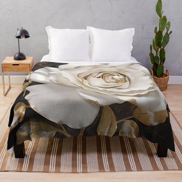 Item preview, white rose with gold leaf painting designed and sold by dcrc.
