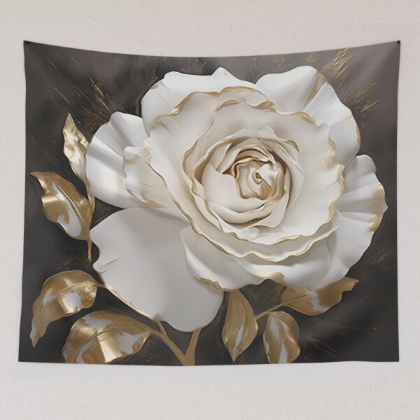 Item preview, white rose with gold leaf painting designed and sold by dcrc.
