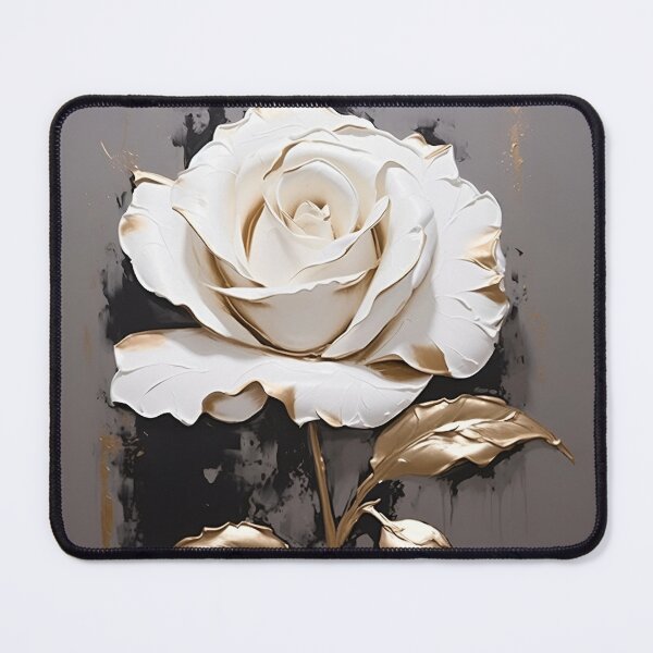 Item preview, white rose with gold leaf painting designed and sold by dcrc.