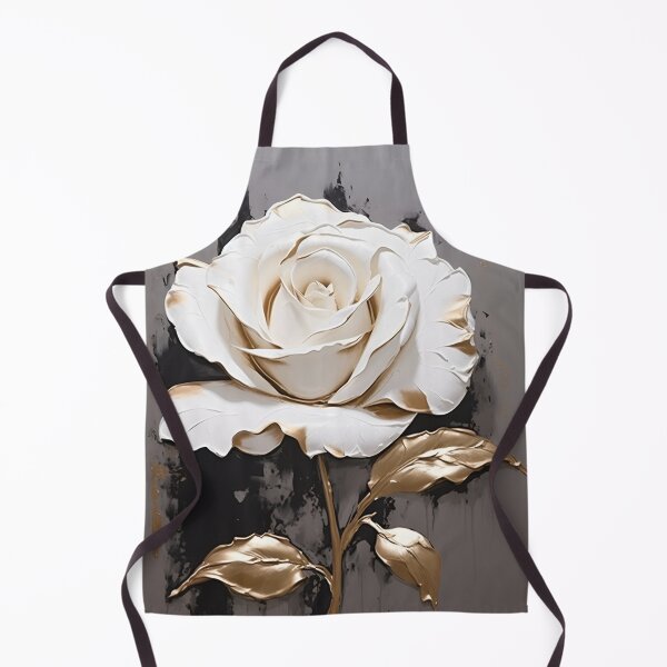 Item preview, white rose with gold leaf painting designed and sold by dcrc.